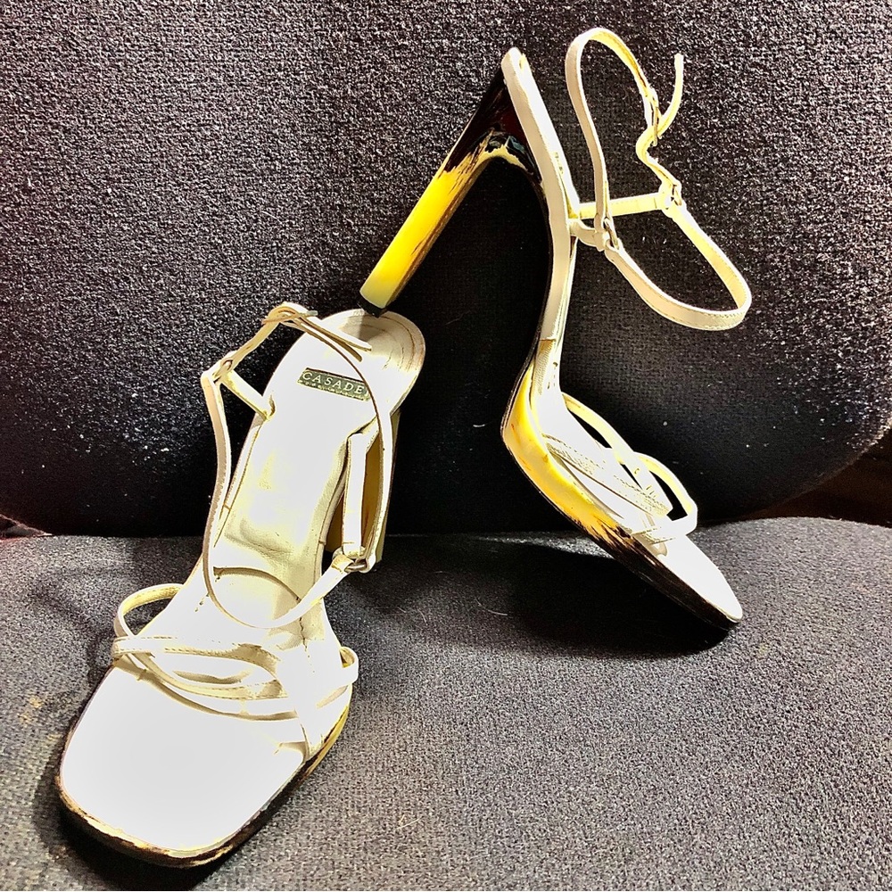 Casadei Elegant White Faux Horn Heels